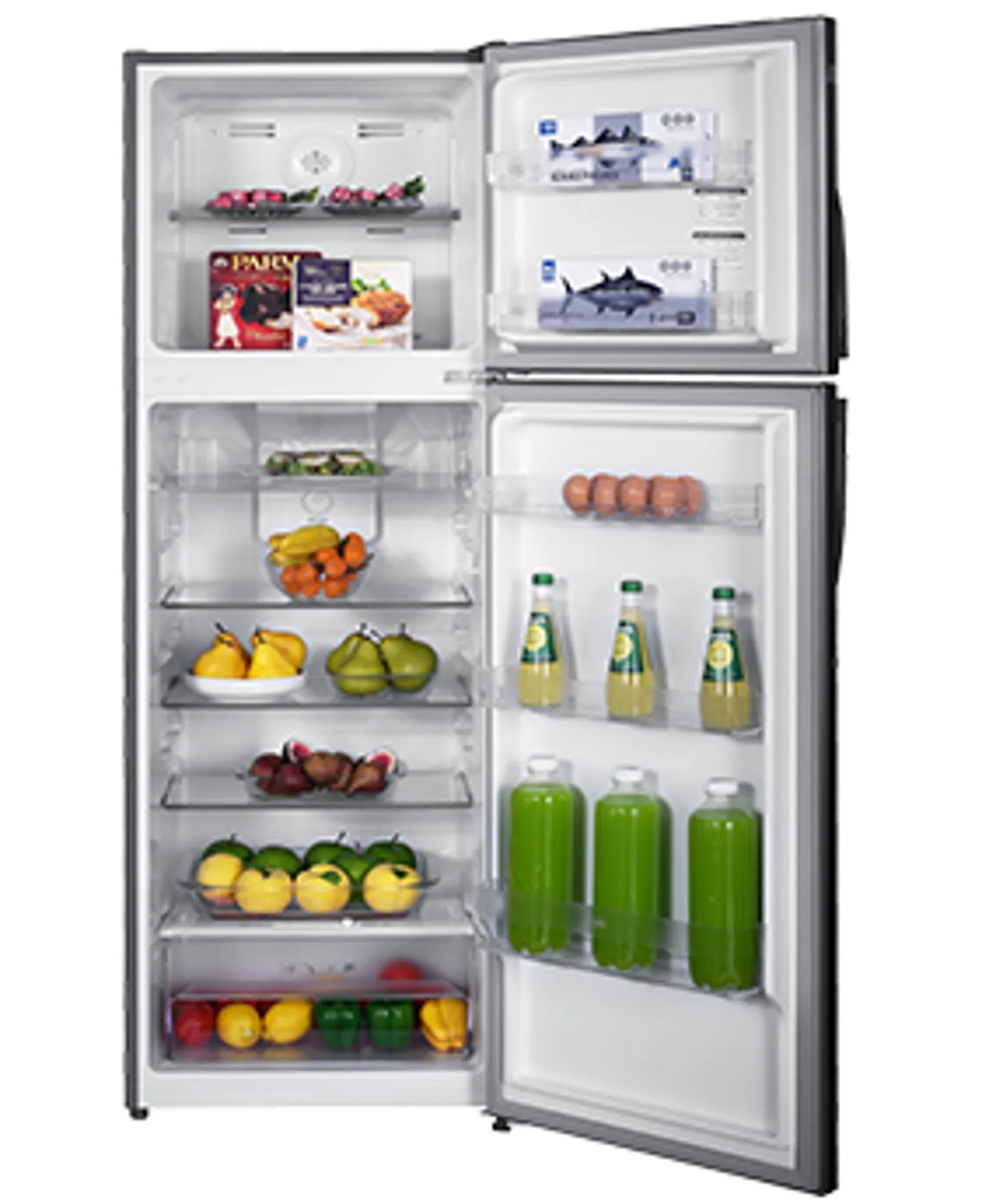 Super General SGR365IE 360L Top Mount Refrigerator, Inverter Compressor No Frost Double Door Refrigerator with Electronic Temperature Control, Multi Air Flow Cooling, Chiller Zone, LED Interior Light, Inox Finish