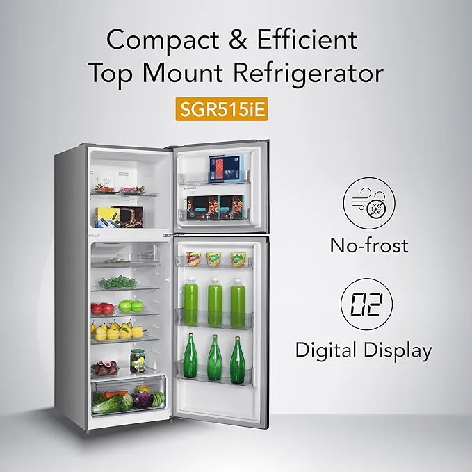 Super General SGR515IE 510L Top Mount Refrigerator, Inverter Compressor No Frost Double Door Refrigerator with Digital Display, Tempered Glass Shelves, LED Lighting, Inox Finish 2