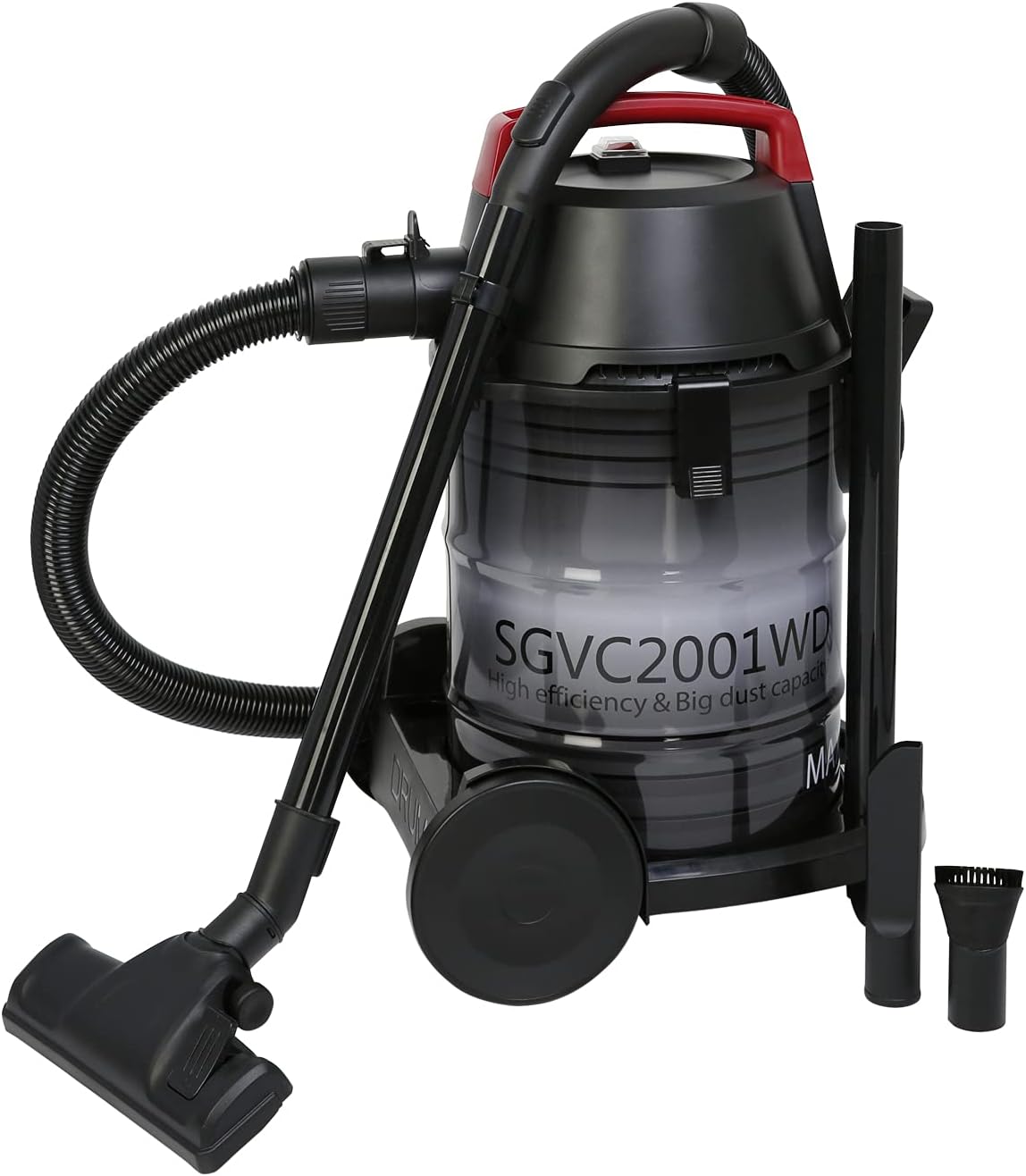 Super General SGVC-2001-WD Wet and Dry Vacuum Cleaner, 1600W Powerful Motor, 21L Dust Capacity, Strong Suction with Blower Function, Rust-Resistant Metal Drum, 360° Swivel Castors, Black – 1 Year Warranty 2