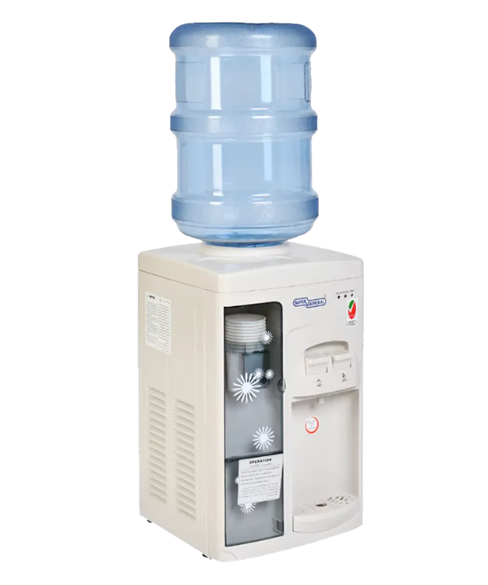 Super General Table Top Hot & Cold Water Dispenser With Stainless Steel Tank, Paper Cup Holder & R134a Refrigerant SGL1131 White 3