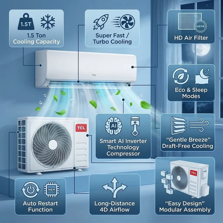 TCL 1.5 Ton Inverter Split Air Conditioner - TAC-18CSA 3