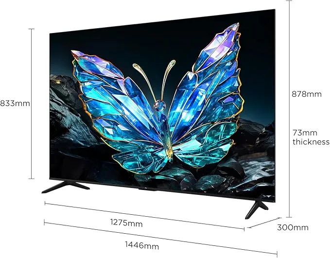 TCL 65 Inch UHD 4K Google Smart TV LED Television With HDR, AiPQ Processor, Dolby Audio, Google TV & Built-In Chromecast 65V6C Black