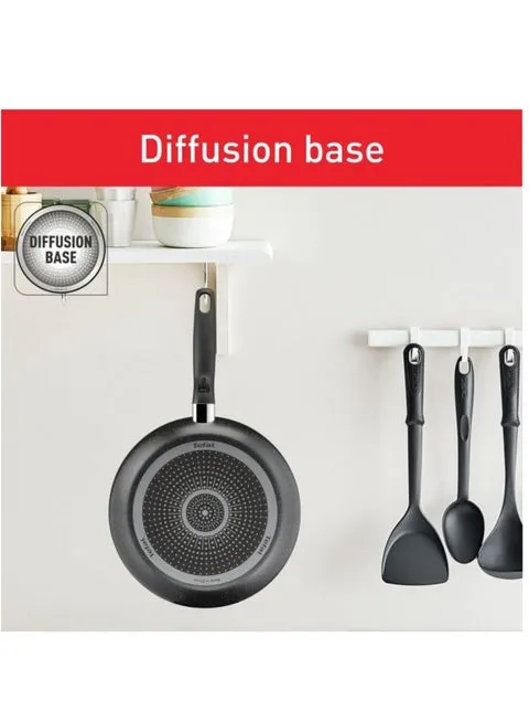 TEFAL Dark Stone 9 Pc Cookware Set – Stewpots 20/24 cm with Lids, Saucepan 16 cm, Frypan 28 cm, Spoon & Ladle, Black, B491S985