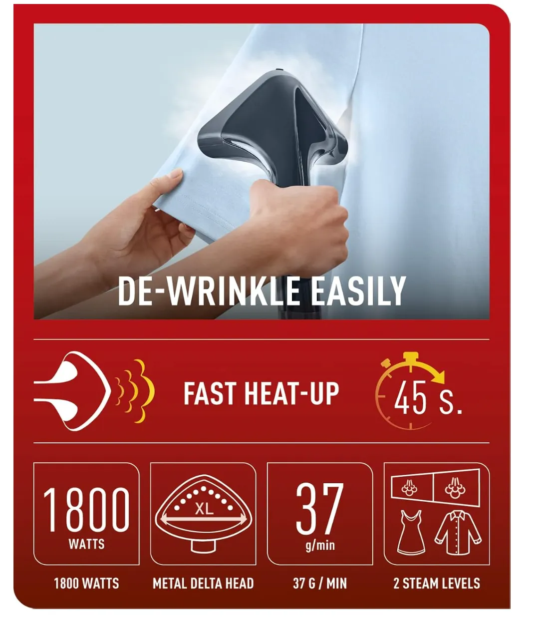 Tefal Pro Style One Upright Garment Steamer, 1.3 Litre, 1650-1960 Watts, Black, Plastic, IT2461M0 3