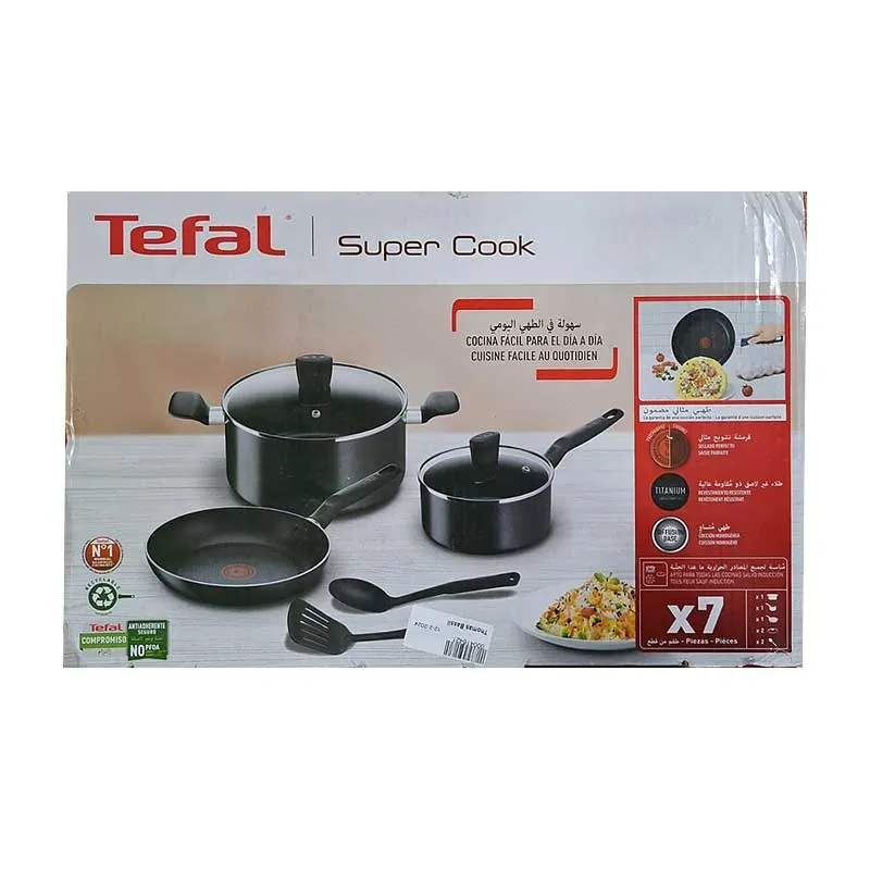 Tefal Super Cook 7-Piece Cookware Set B459S784 (Black)