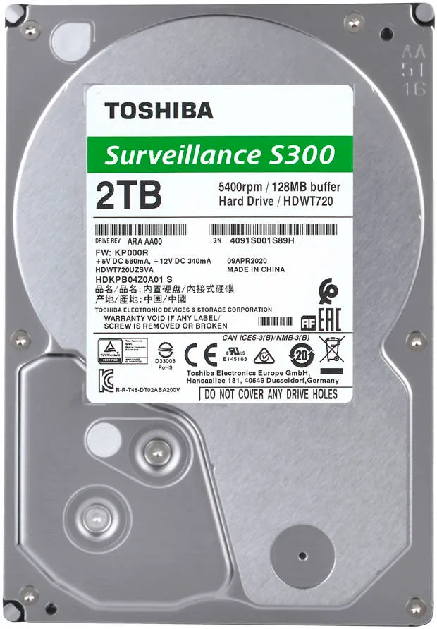 TOSHIBA 2TB S300 SURVEILLANCE 3.5" SATA HARD DRIVE - HDWT720UZSVA 3
