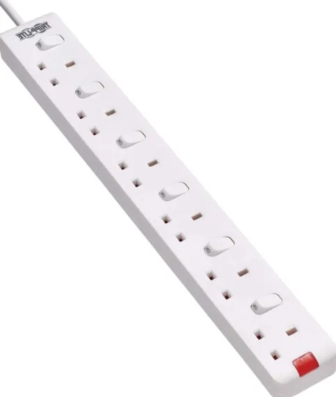 Tripp Lite 6-Outlet Power Strip - British BS1363A Outlets, Individually Switched, 220-250V, 13A, 3 m Cord - White | PS6B35W