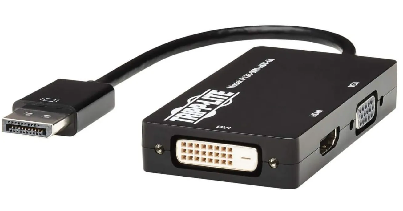 Tripp Lite P136-06N-HDV-4K DisplayPort 1.2 to VGA/DVI/HDMI All-In-One Adapter Converter, 15.24 cm Length, Black
