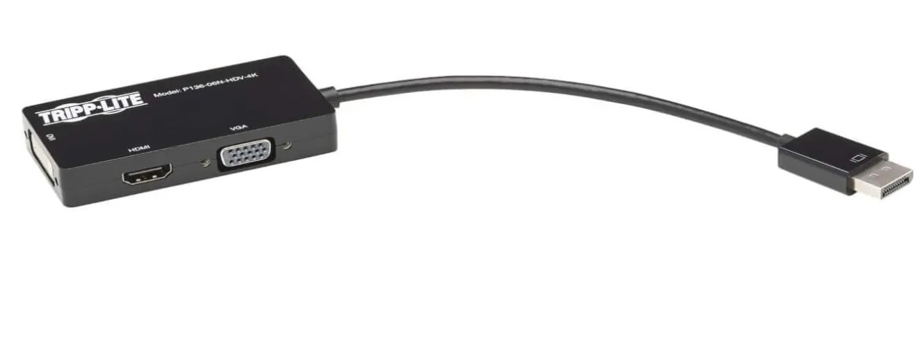 Tripp Lite P136-06N-HDV-4K DisplayPort 1.2 to VGA/DVI/HDMI All-In-One Adapter Converter, 15.24 cm Length, Black 5