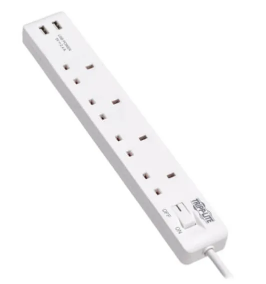 Tripp Lite Power Extension 4Way 3Pin Uk 2 Usb 13A 1.8M - White | PS4B18USBW