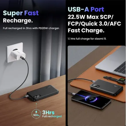 UGREEN PB311-25742 10000mAh 20W Power Bank Black
