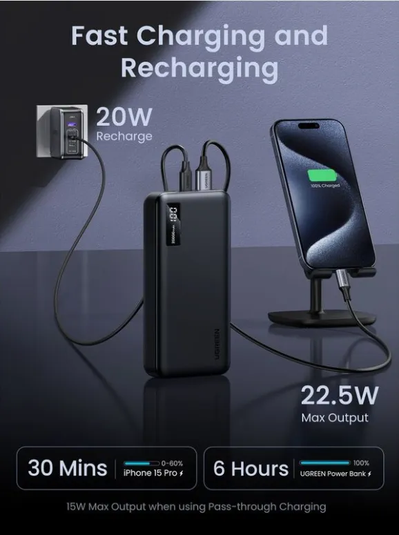 UGREEN PB312-25683 20000mAh PD 22.5W Power Bank 2