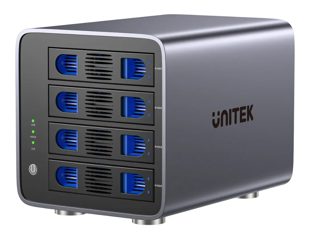 UNITEK 4-Bay RAID Hard Drive Enclosure, 12V6.5A Power Adapter, Space Grey, Color Sleeve + White Box 8 Modes: RAID 0/1/3/5/10, JBOD (Large), PM (Normal), CLONE S1301AGY01-UKS1301AGY01-UK