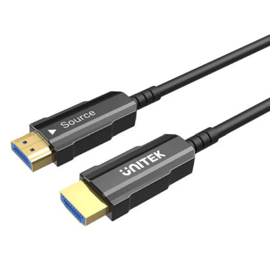 Unitek 4K 60Hz HDMI Fiber Optic Cable, 4K@60Hz Resolution, 18Gbps Data Speed Transfer, HDR, Dolby Vision, HDCP2.2, ARC, 3D, Alloy Housing Material, 10M Cable Length, Black | C11072BK-10M