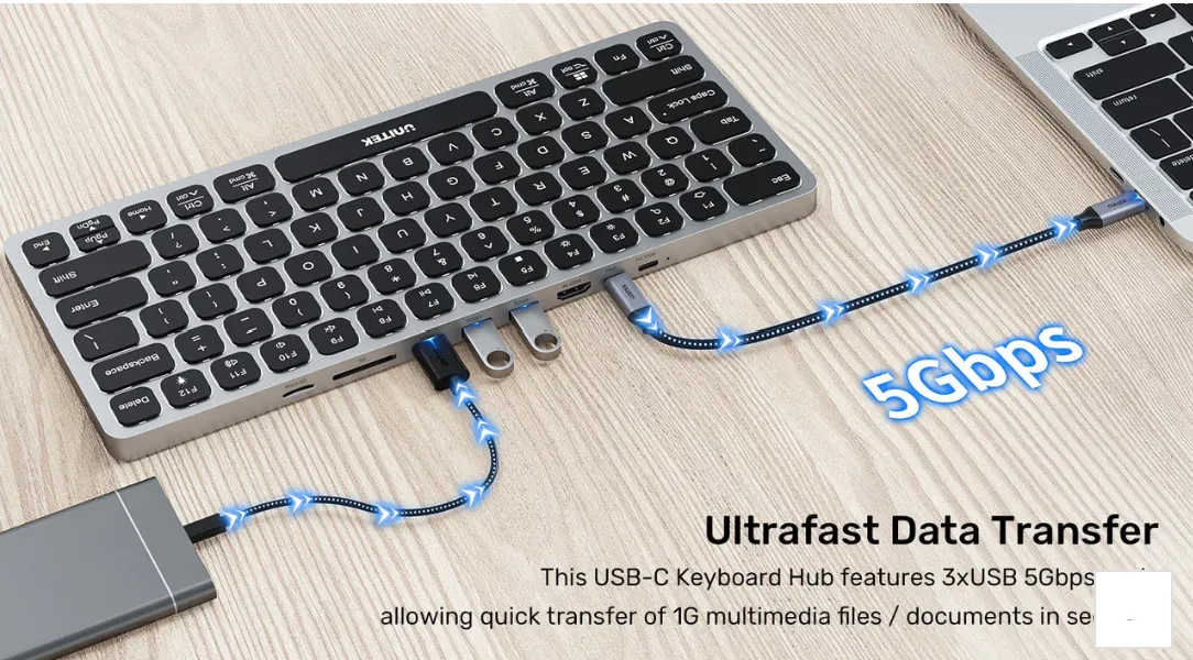 UNITEK 9-in-1 USB-C Keyboard Hub D1092A 3