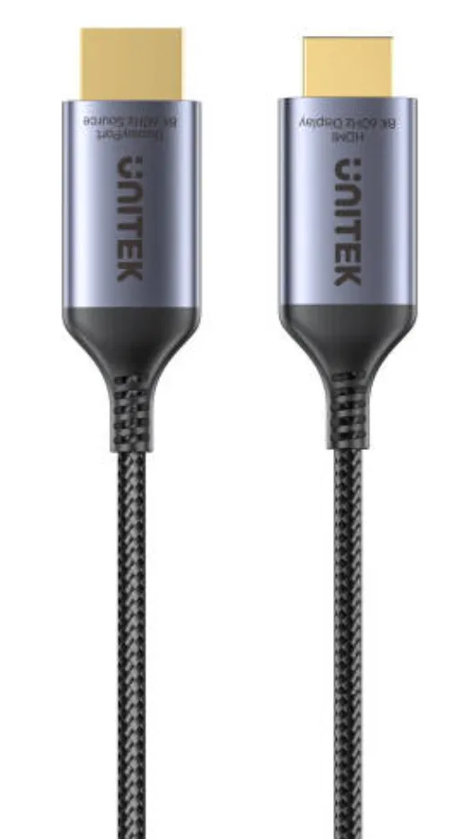 Unitek DisplayPort 1.4 to HDMI 8K Cable, up to UHD 8K@60Hz Resolution, Active HDR, HDCP2.3, Dolby Atmos, Aluminium Case + Nylon Braided Material,1.8M Cable Length, Space Grey | V1610A01