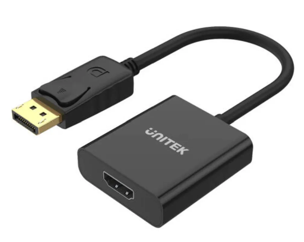 Unitek DisplayPort to HDMI 1080P Full HD Adapter, Up To Full HD 1920x1200 Resolution, Audio & Visual Pass, 20cm Cable Length, Black | Y-5118DA