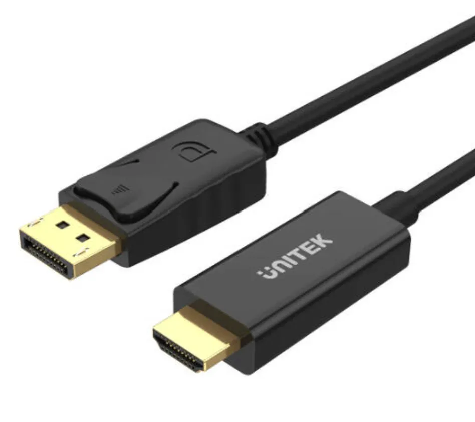 Unitek DisplayPort to HDMI 1080P Full HD Cable, Up To Full HD 1920x1200 Resolution, Audio & Visual Pass-Through, No Software Required, 1.8M Cable Length, Black | Y-5118CA