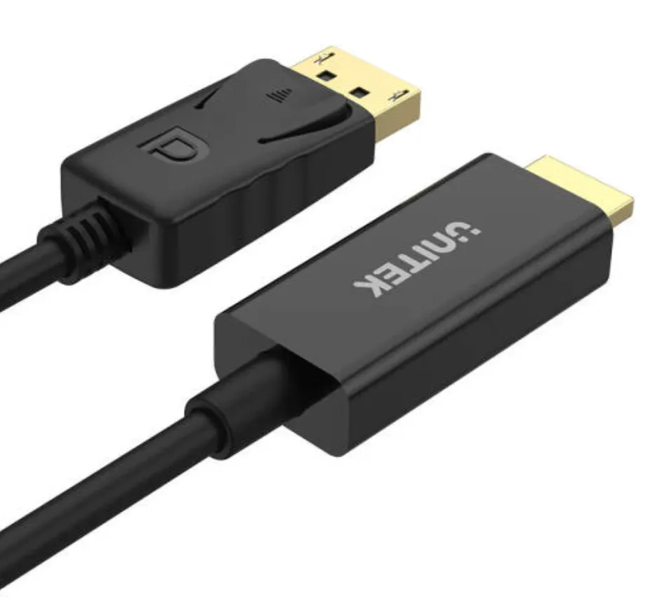 Unitek DisplayPort to HDMI 1080P Full HD Cable, Up To Full HD 1920x1200 Resolution, Audio & Visual Pass-Through, No Software Required, 1.8M Cable Length, Black | Y-5118CA