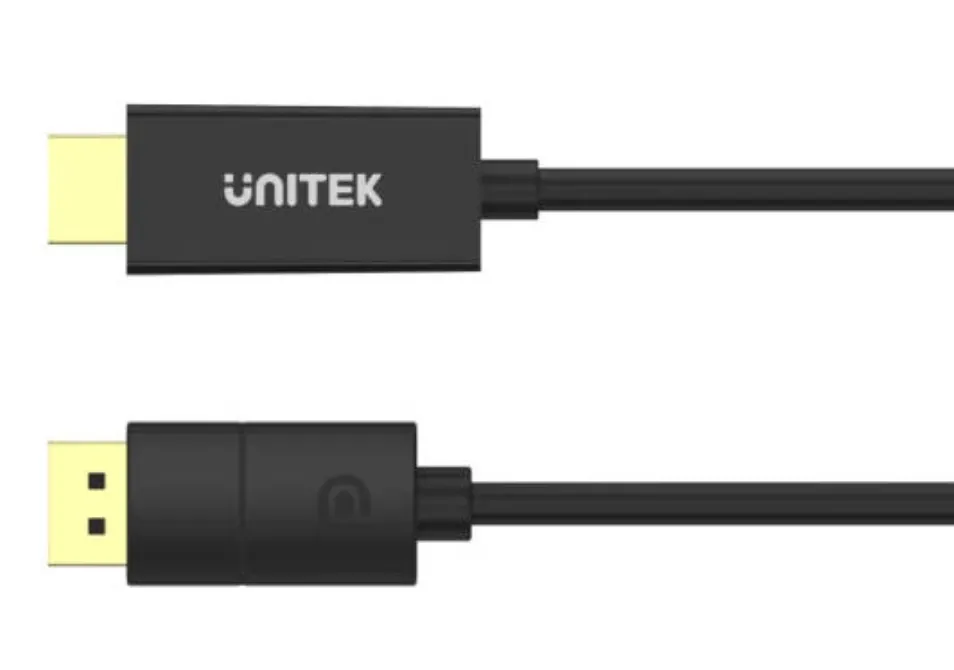 Unitek DP 1.2 to HDMI 4K Cable, Up To UHD 4K@60Hz Resolution, High-Definition Audio, Unidirectional, Stream with HDCP2.2, Clutter-Free, 1.8M Cable Length, Black | V1608A
