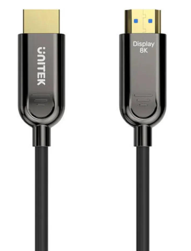 Unitek Fiber Optic 8K HDMI Cable, 8K@60Hz Resolution, Up To 48Gbps Bandwidth, 24K Gold-Plated Plug, Dynamic HDR10, eARC, ALLM, 30AWG, Alloy Housing, 50M Cable Length, Black | C11085GY01-50M 3