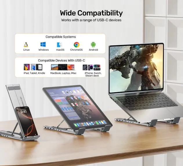 UNITEK Foldable Laptop Stand with Docking Station D1137AGY01 2