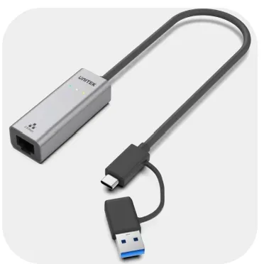 UNITEK Hybrid USB-C/USB-A to 2.5G Gigabit Ethernet Adapter