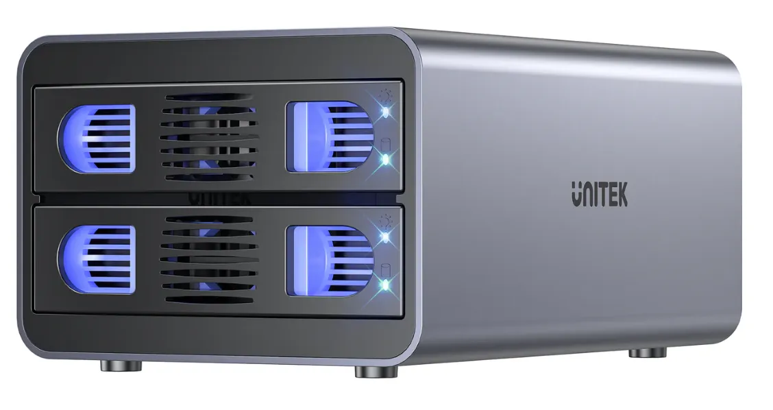 UNITEK S1308C01-UK 2-Bay USB‑C RAID External Hard Drive Enclosure