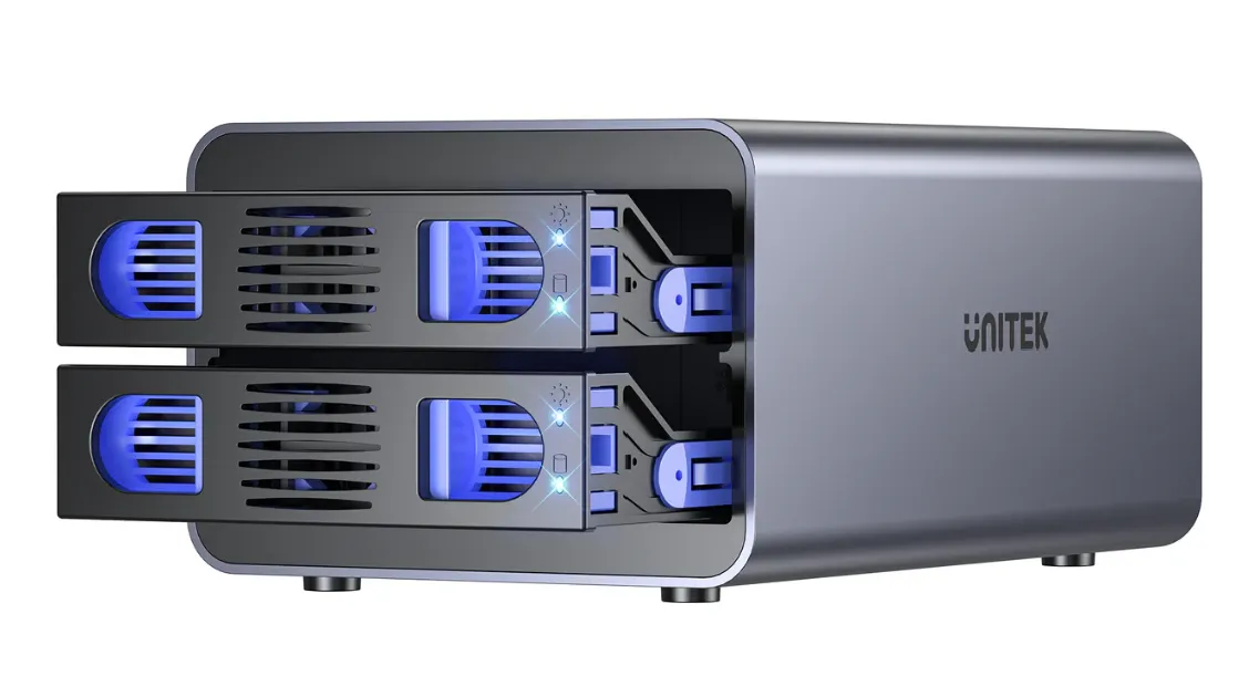 UNITEK S1308C01-UK 2-Bay USB‑C RAID External Hard Drive Enclosure