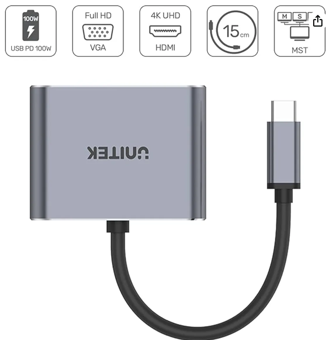 UNITEK uHUB Q4 Lite 4-in-1 USB-C Hub D1049A