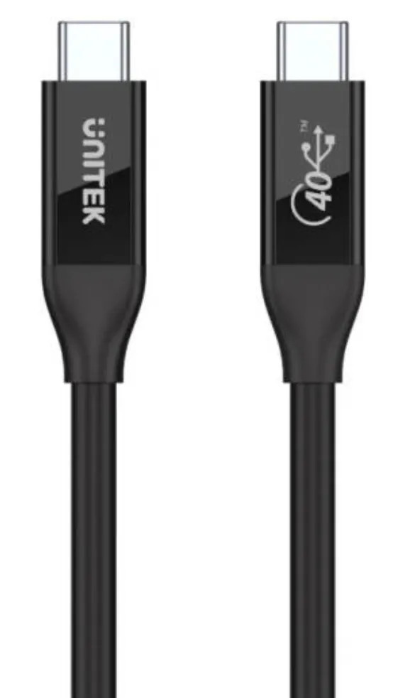 Unitek USB 4 USB-IF Certified 100W PD Fast Charging Cable, 40Gbps Data Transfer, 8K@60Hz Resolution, 100W Power Delivery, 0.8M Cable Length, Black | C14100BK-0.8M