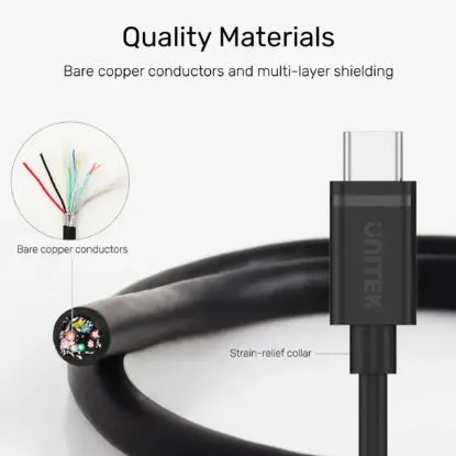 Unitek USB-C PD 60W Charging Cable 1m Black – Y-C477BK 2