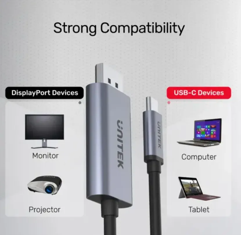 Unitek USB-C to DisplayPort Cable 2m Space Grey – V1409A 2