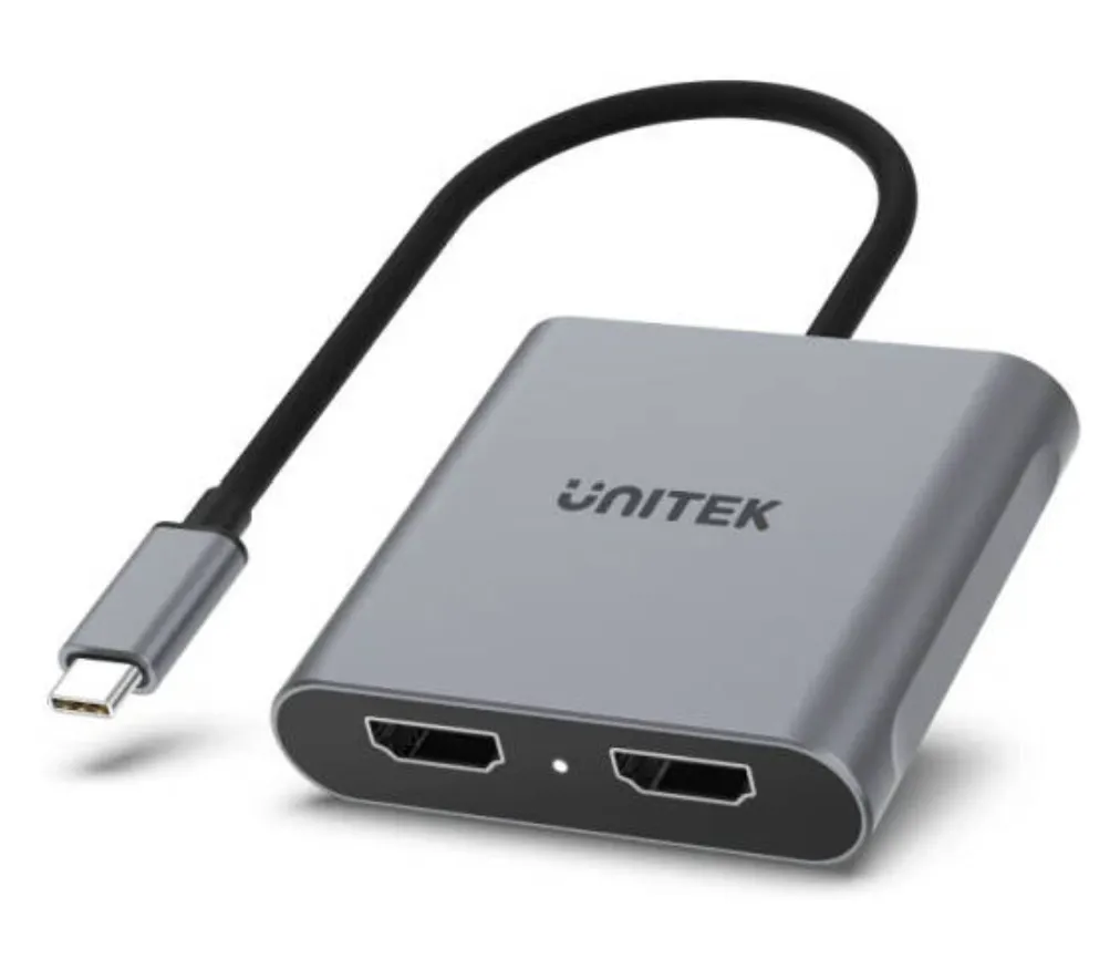 Unitek USB-C to Dual HDMI 4K Adapter, Up to 4K@60Hz Dual Output, Stream with HDCP2.2, Multi-Stream Transport, 15cm Cable Length, Space Grey | V1404B