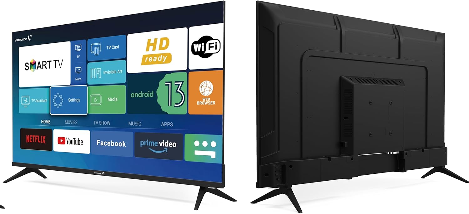 Videocon 32-Inch Edgeless HD Ready Android 14 Smart LED TV, 60Hz, Google Assistant, Google Play, Netflix, YouTube, Wi-Fi, Bluetooth, HDMI and USB Connectivity, Black – E32EL1100 3