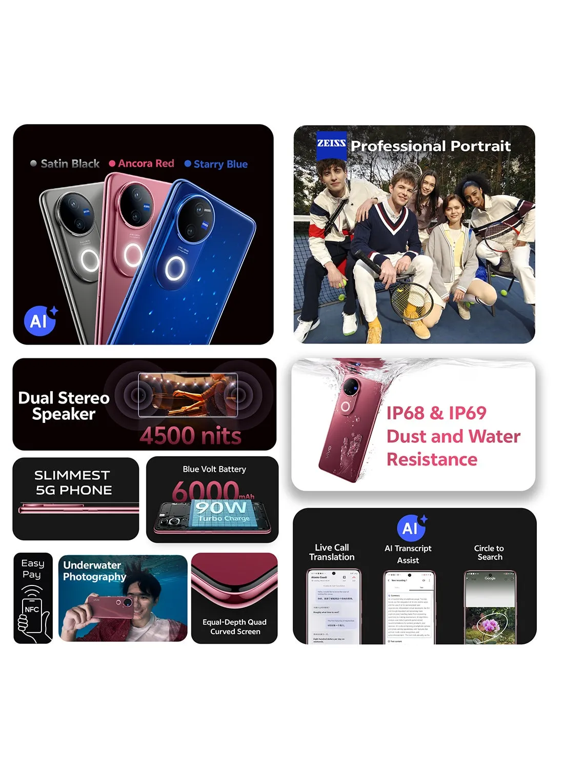 Vivo V50 5G 12GB RAM 512GB Storage Dual SIM Smartphone – ZEISS Camera System, AMOLED Display, AI Features, Fast Charging, Premium Design, 2