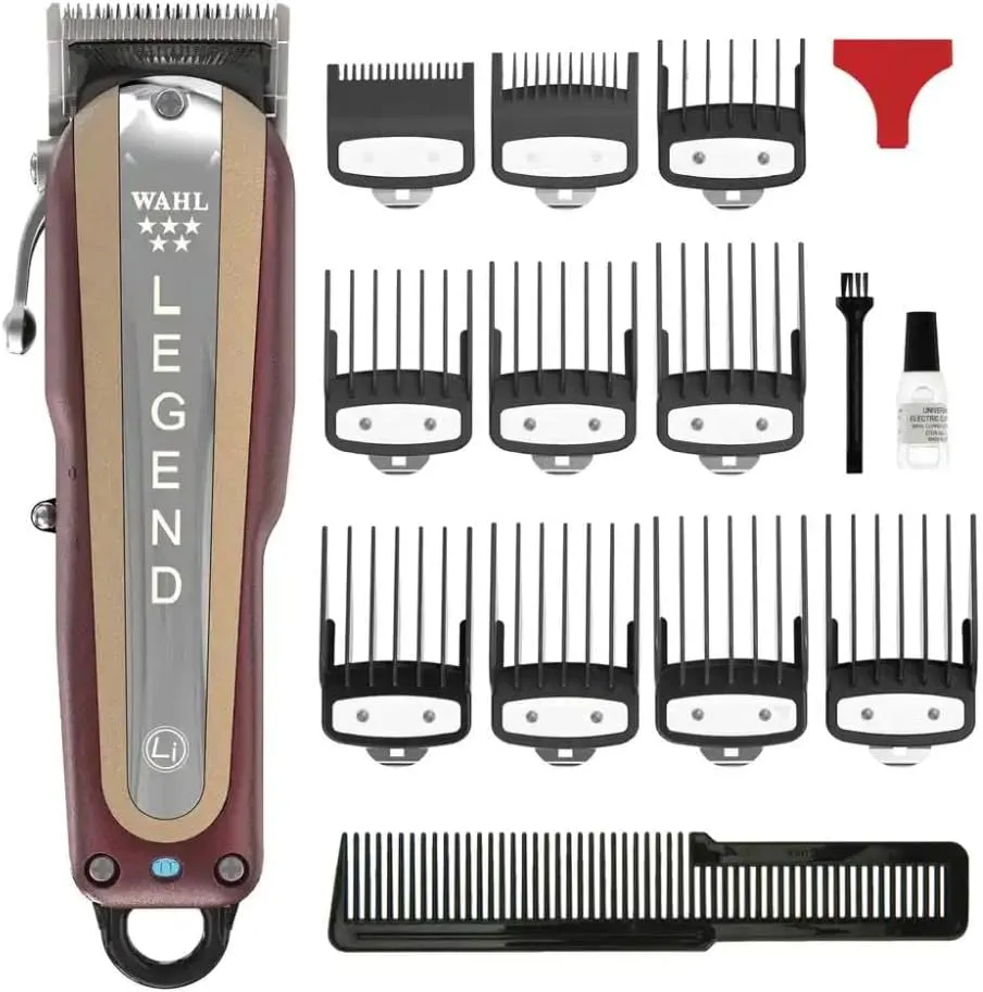 WAHL 5 Star Legend Professional Hair Clippers Professional Hair Cutting Kit Adjustable Taper Lever Notched Blade Wedge Blades Cordless Barber Supplies Red
