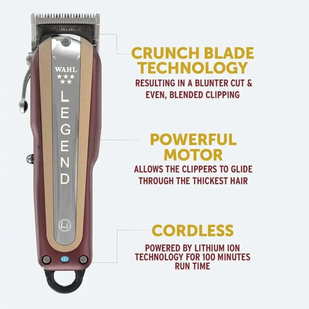 WAHL 5 Star Legend Professional Hair Clippers Professional Hair Cutting Kit Adjustable Taper Lever Notched Blade Wedge Blades Cordless Barber Supplies Red 3