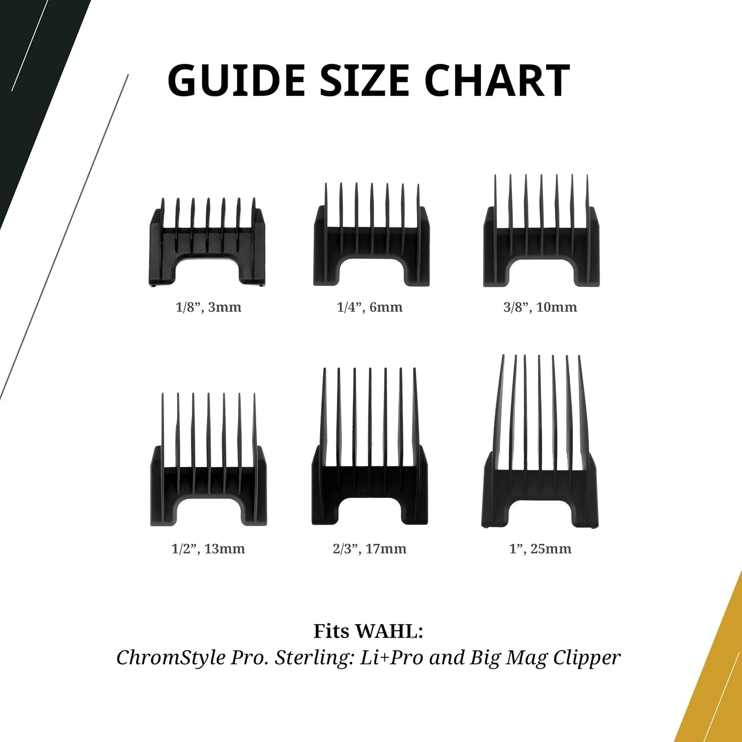WAHL Plastic Comb Attachments for Arco/Adelar and Bravura, Black KM1881-7170 4