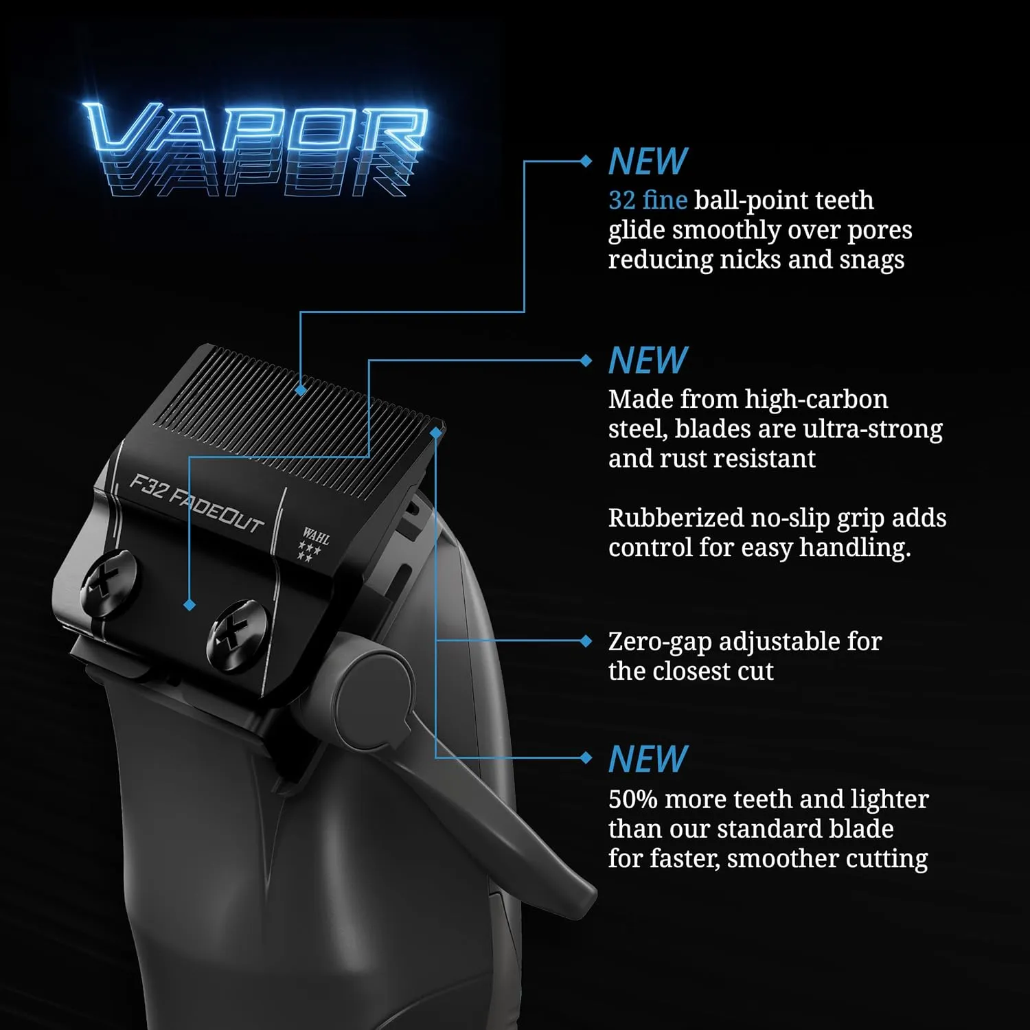 Wahl Professional 5 Star Vapor Clipper Corded and Cordless Operation, F32, Adjustable Balding Blade, Adjustable Speed 3