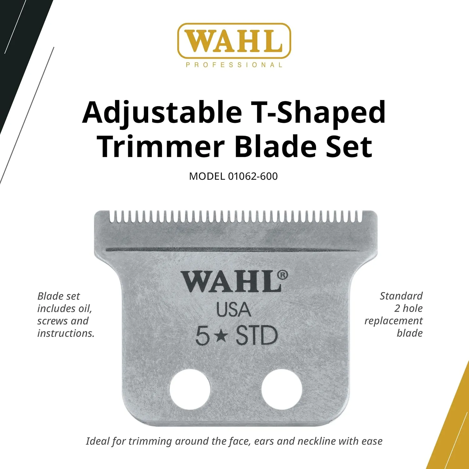 Wahl Professional Adjustable T Shaped Trimmer Blade 1062-600 - Designed for Specific Wahl, 5 Star, and Sterling Trimmers - Includes Oil, Screws, and Instructions 2