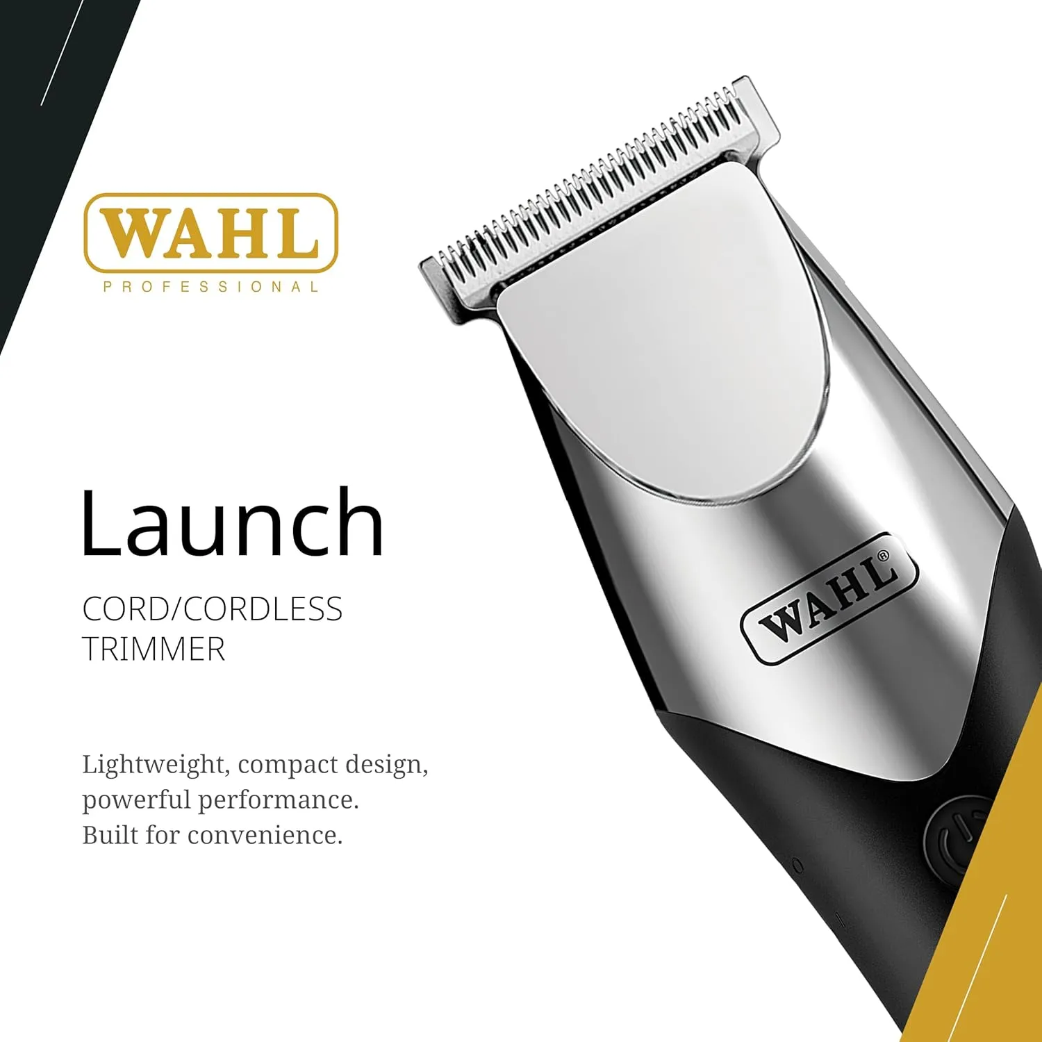 Wahl Professional Launch Trimmer, Cordless Compact 6000 RPM Rotary Motor, Wide Detachable T-Blade, 2 Hour Runtime