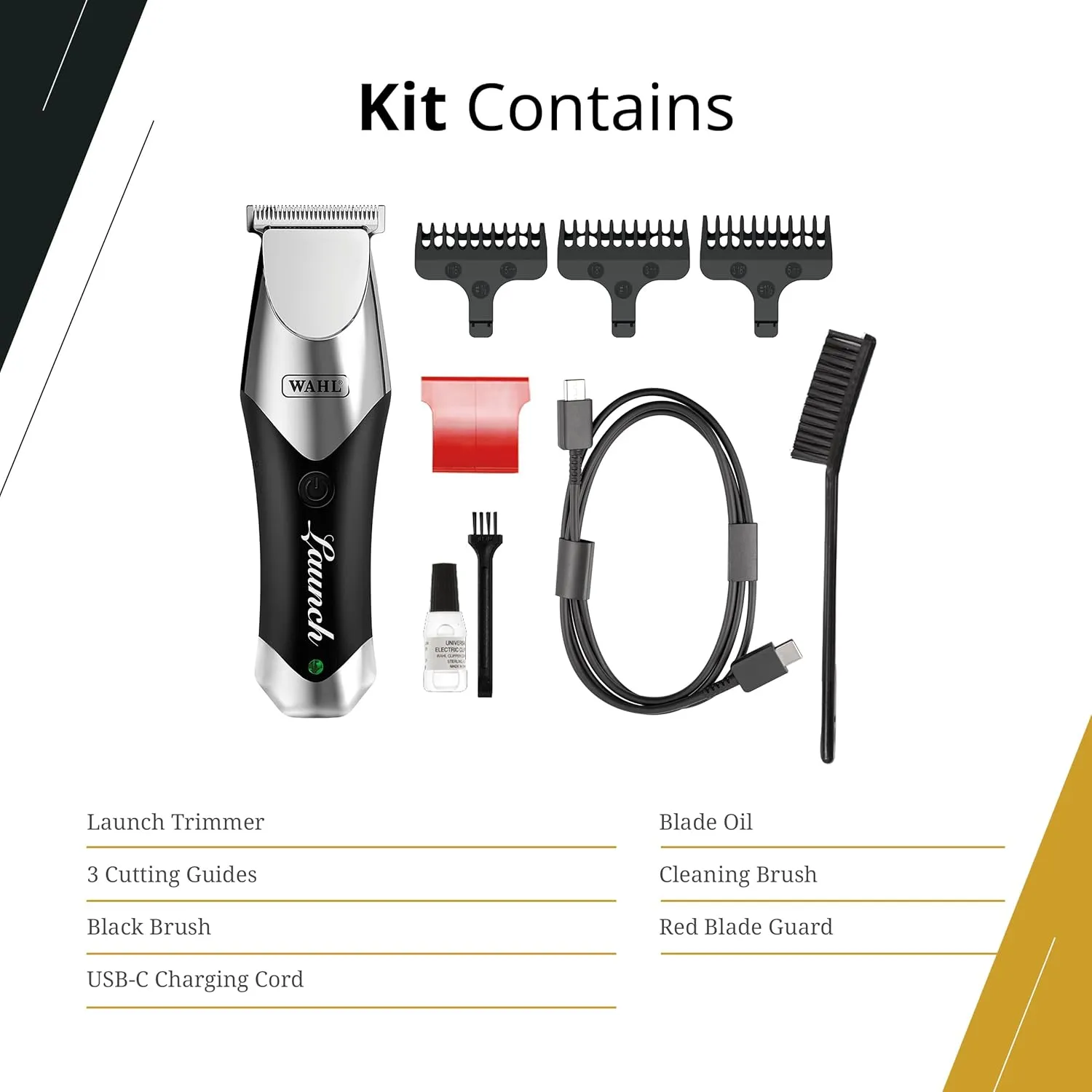 Wahl Professional Launch Trimmer, Cordless Compact 6000 RPM Rotary Motor, Wide Detachable T-Blade, 2 Hour Runtime 5