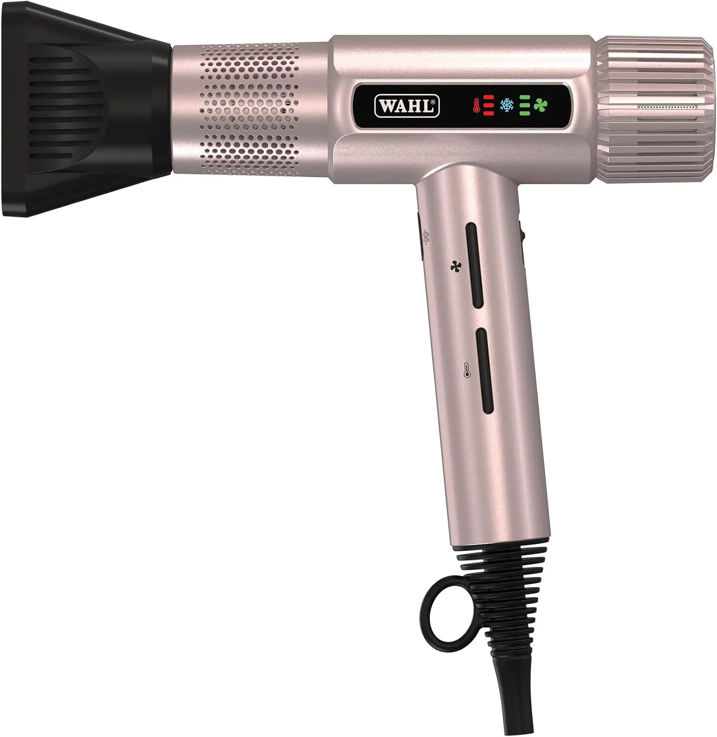 Wahl Vanquish Rose Gold Hair Dryer, Lightweight, LED Display, Quiet, Professional, 3 Attachments, Powerful, Cool Drying, 3 Speed-Settings, Auto-Clean, Even Drying, Quick Dry