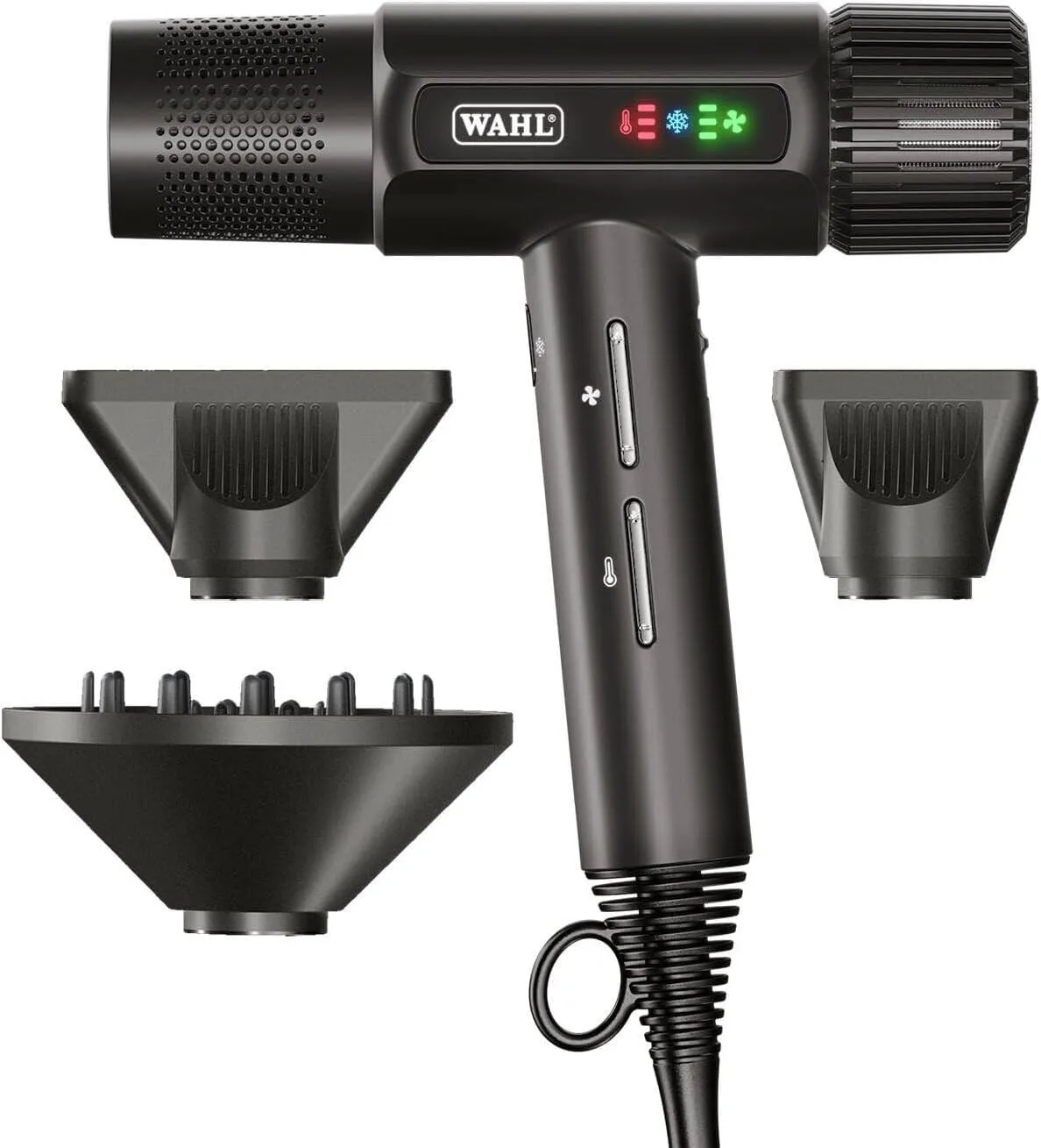 Wahl Vanquish Hair Dryer, Lightweight, LED Display, Quiet, Professional 3 Attachments, Powerful, Cool Drying, 3 Speed-Settings, Auto-Clean, Even Drying, Quick Dry 3