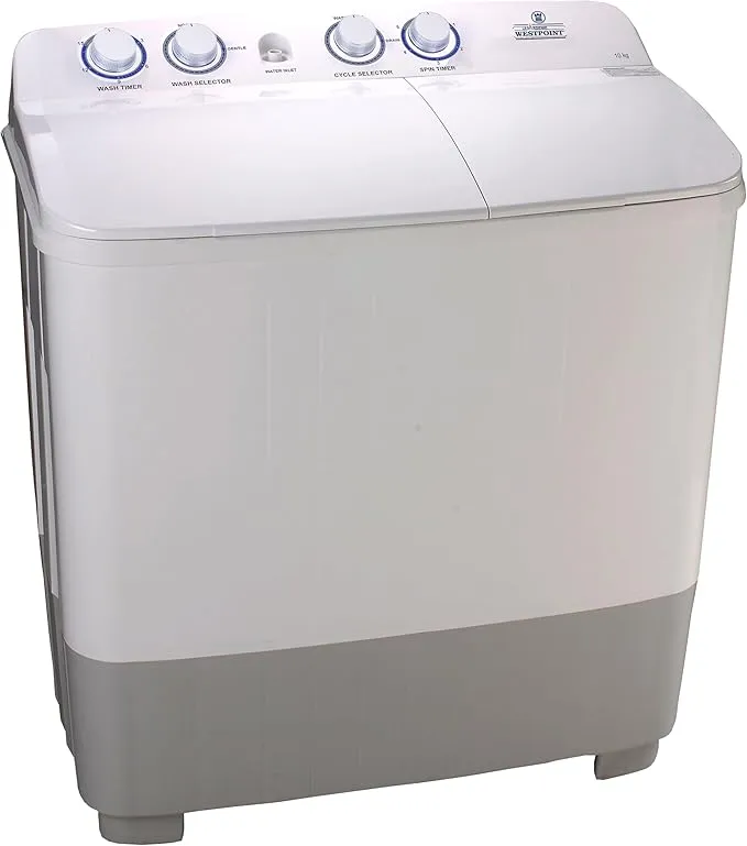Westpoint 10Kg Twin Tub Semi-Automatic Washing Machine With Spinning Efficiency, Low Noise Motor & Rat Proof Base WTX-1017 White 2