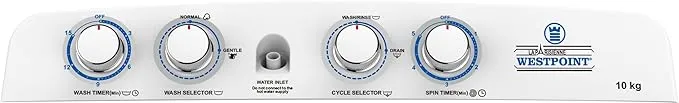 Westpoint 10Kg Twin Tub Semi-Automatic Washing Machine With Spinning Efficiency, Low Noise Motor & Rat Proof Base WTX-1017 White 3