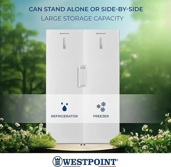 Westpoint 332L Dual Function Upright Freezer Convertible To Refrigerator With LED Display, Fast Freezing & 5 Drawers WVM3325EI Silver 3