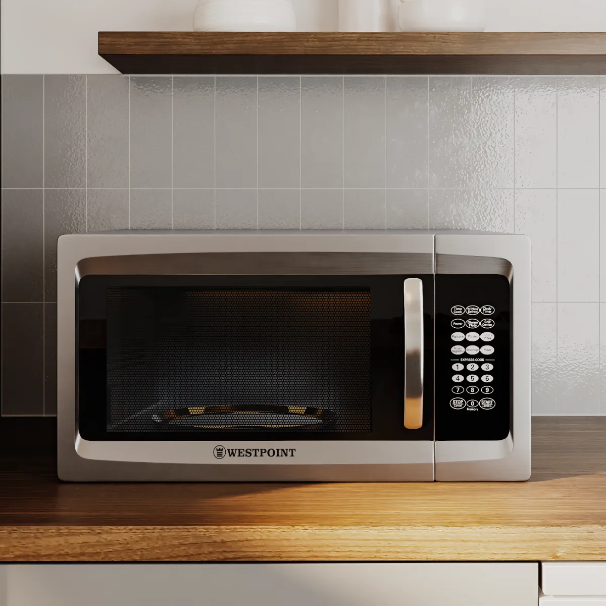 Westpoint 42L Microwave Oven With 5 Microwave Power Levels, 35 Min Timer, Defrost Function & Cooking End Signal WMS-4216EGS Black/Silver 4