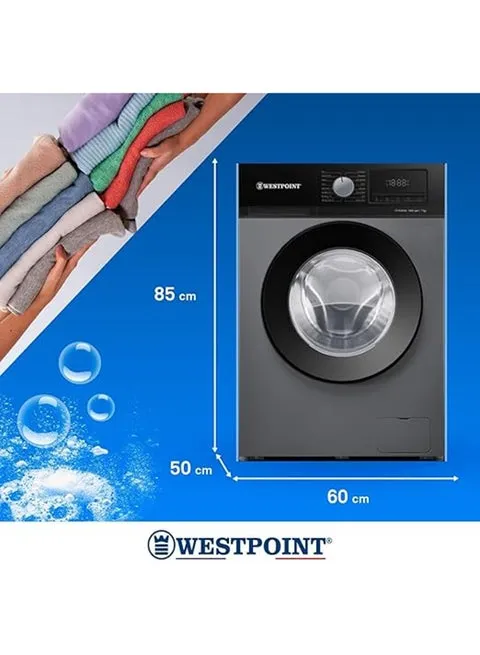 Westpoint 7Kg Front Load Fully Automatic Washing Machine With 1400 RPM Inverter Motor, 16 Wash Programs, LED Display & Quick Wash WMT-714A25S Silver 2